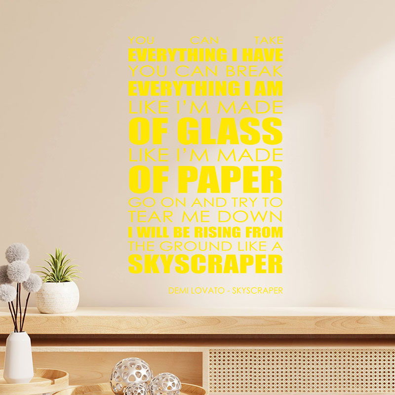 Demi Lovato Wall Art Sticker - Skyscraper Lyrics Music Quote