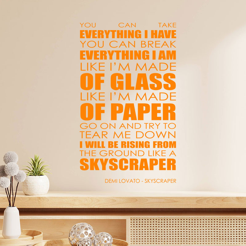 Demi Lovato Wall Art Sticker - Skyscraper Lyrics Music Quote