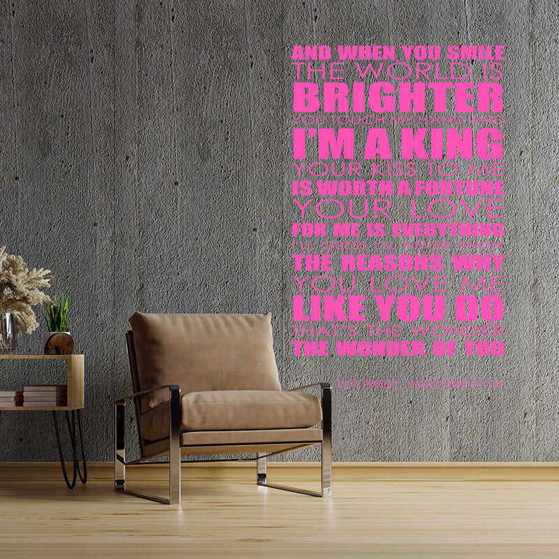 elvis presley wonder of you lyrics wall sticker