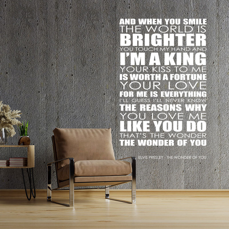 elvis presley wonder of you lyrics wall sticker
