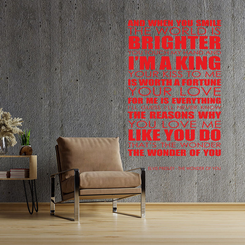 elvis presley wonder of you lyrics wall sticker