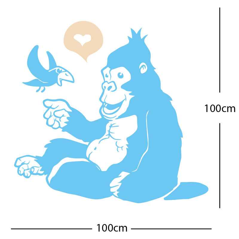 gorilla with bird cute wall sticker