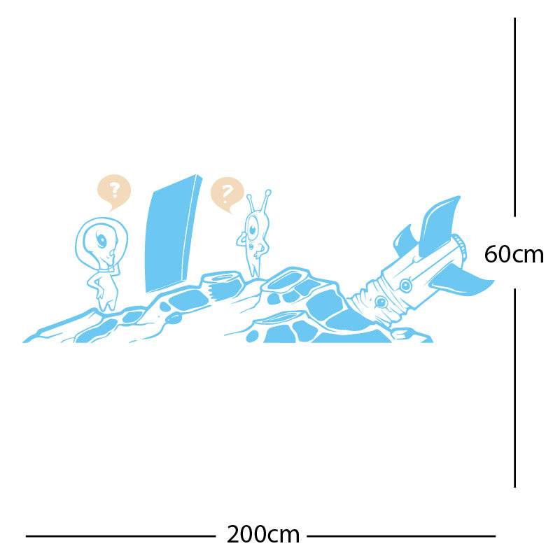 alien crashed rocket space wall sticker