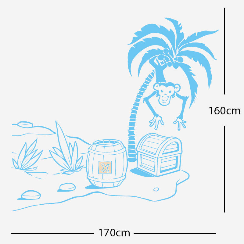 monkey in tree with treasure wall sticker