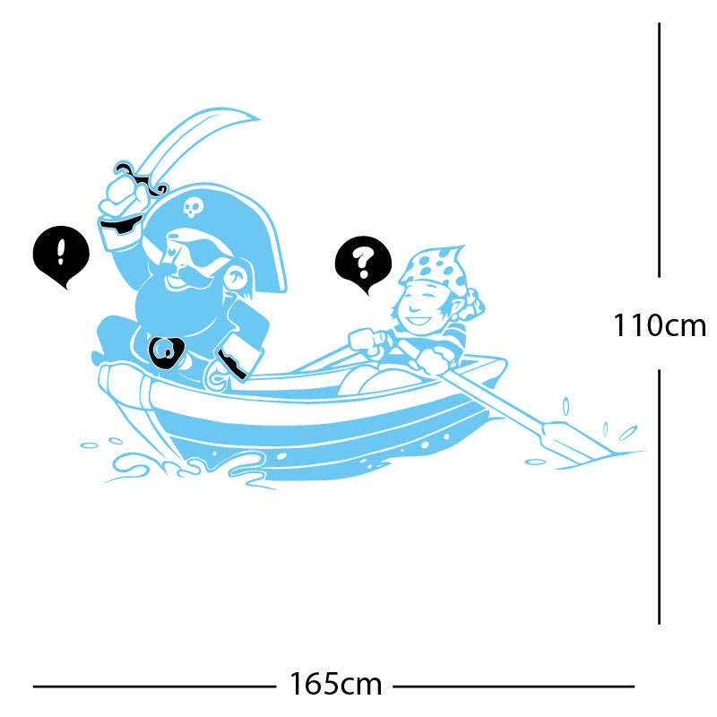 pirate boat and cabin boy wall sticker