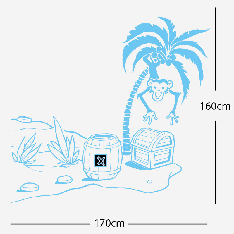 monkey in tree with treasure wall sticker
