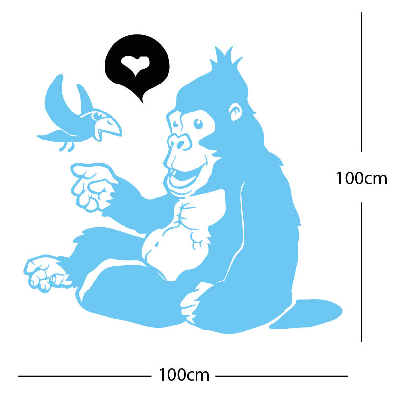 gorilla with bird cute wall sticker