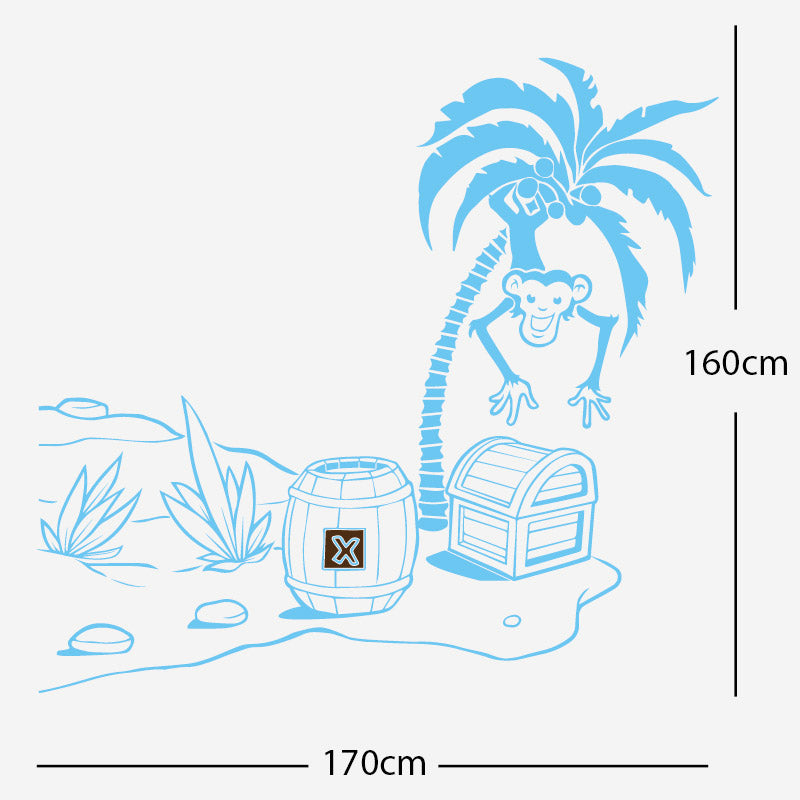 monkey in tree with treasure wall sticker