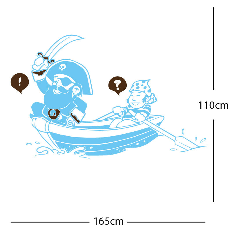 pirate boat and cabin boy wall sticker