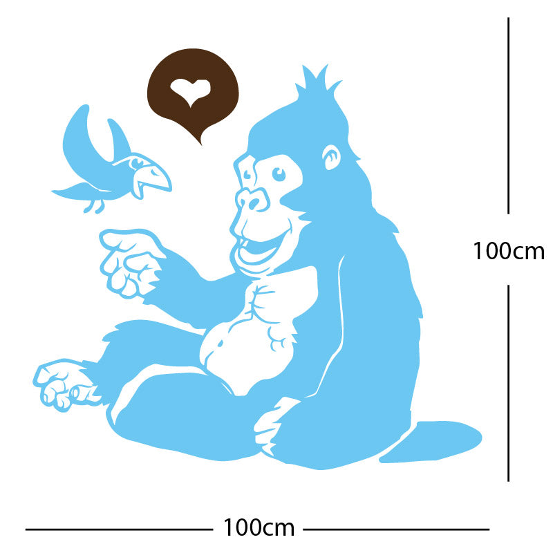 gorilla with bird cute wall sticker