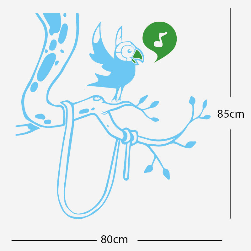 parrot in tree corner wall sticker