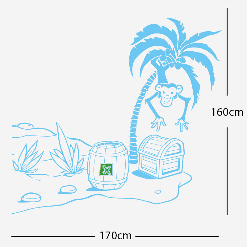 monkey in tree with treasure wall sticker