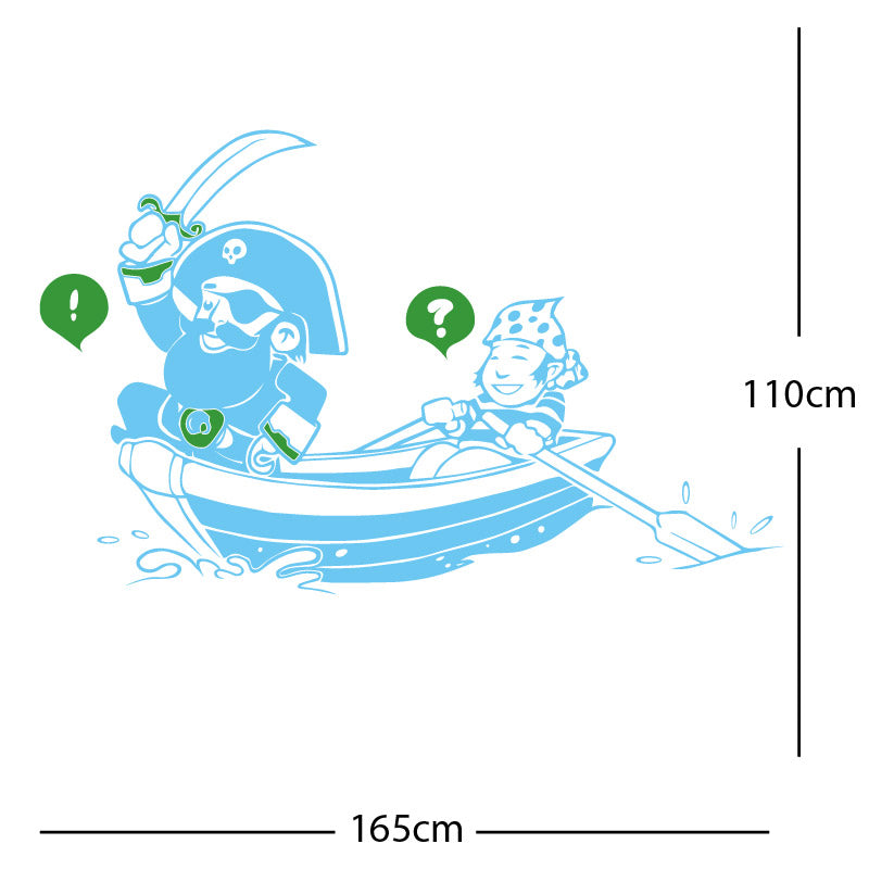 pirate boat and cabin boy wall sticker