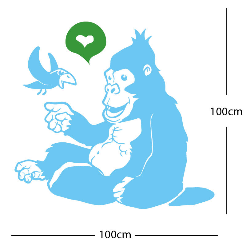 gorilla with bird cute wall sticker