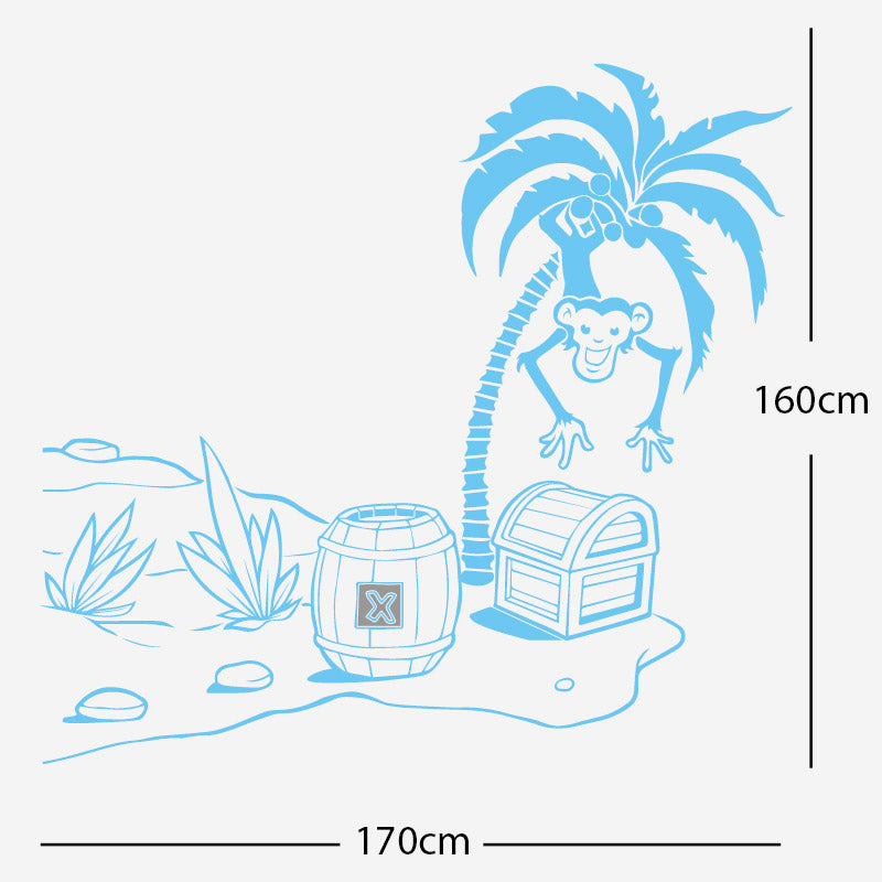 monkey in tree with treasure wall sticker