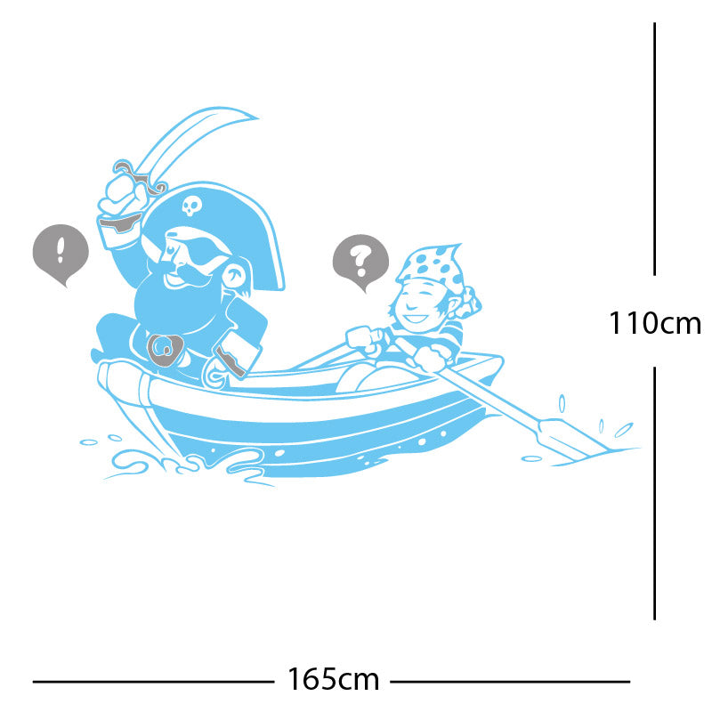 pirate boat and cabin boy wall sticker