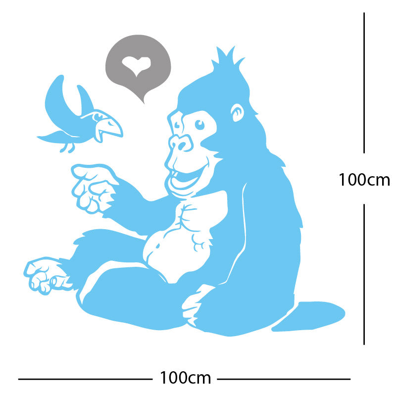 gorilla with bird cute wall sticker
