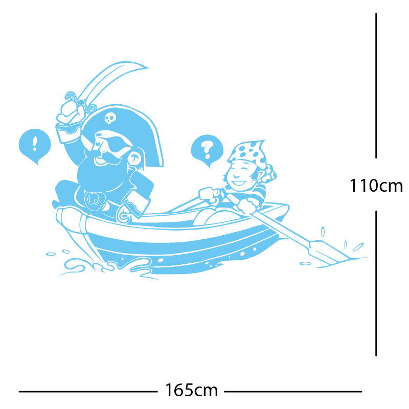 pirate boat and cabin boy wall sticker