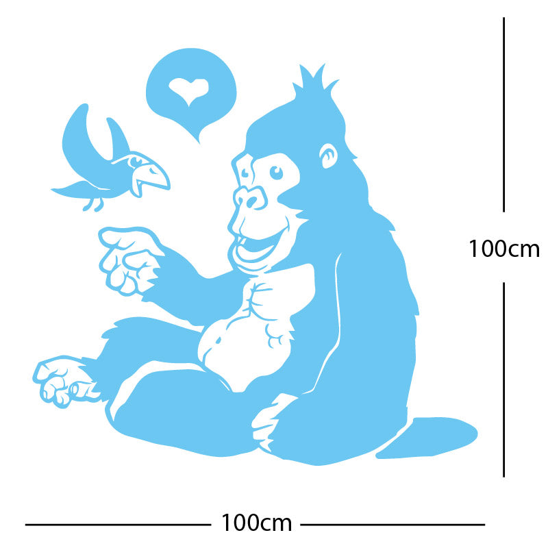 gorilla with bird cute wall sticker