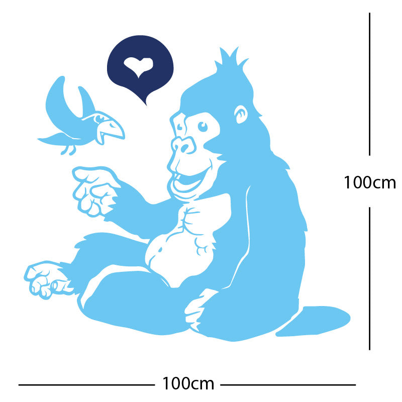 gorilla with bird cute wall sticker