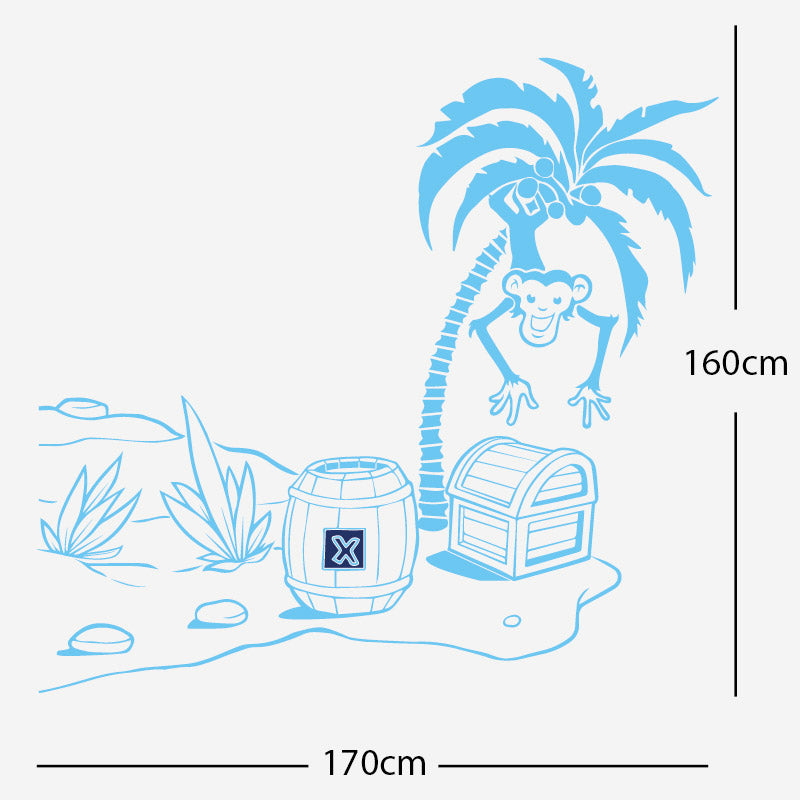 monkey in tree with treasure wall sticker