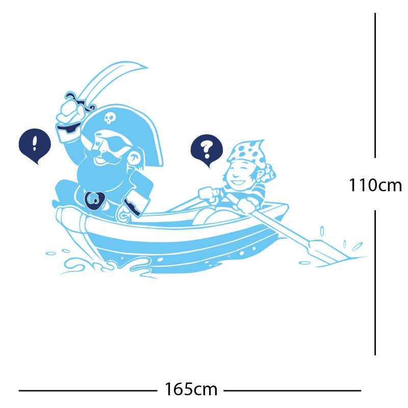 pirate boat and cabin boy wall sticker