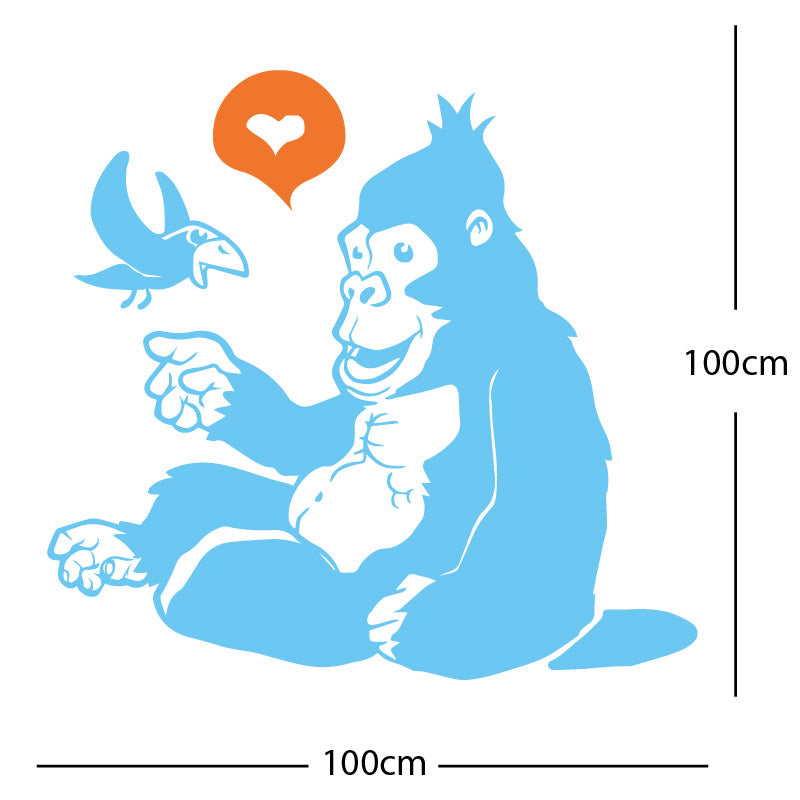 gorilla with bird cute wall sticker
