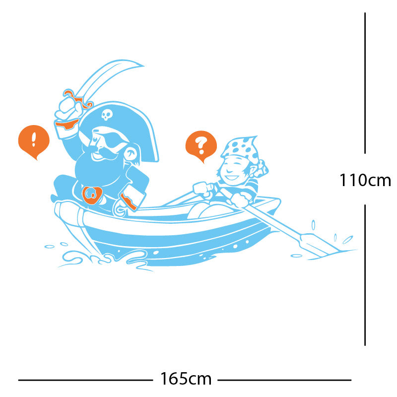 pirate boat and cabin boy wall sticker