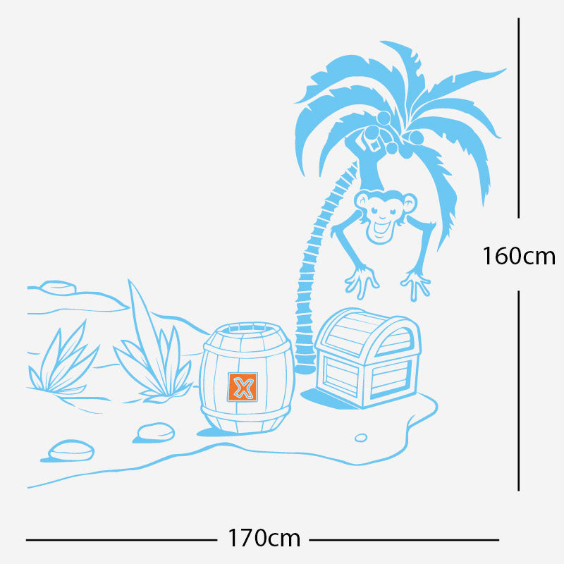 monkey in tree with treasure wall sticker