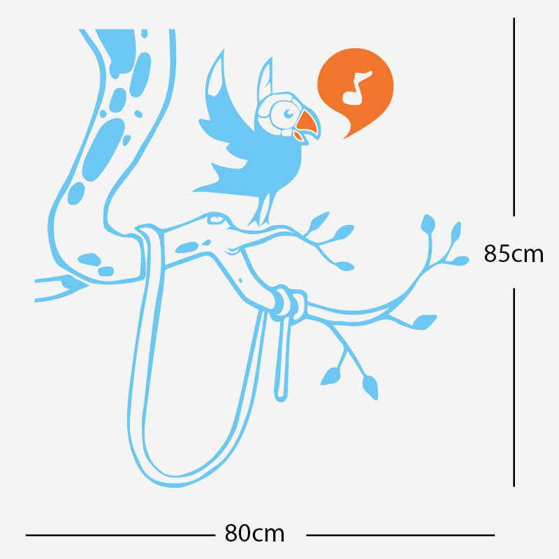 parrot in tree corner wall sticker