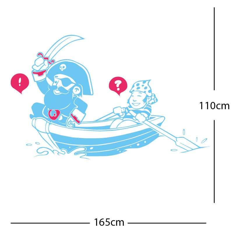 pirate boat and cabin boy wall sticker