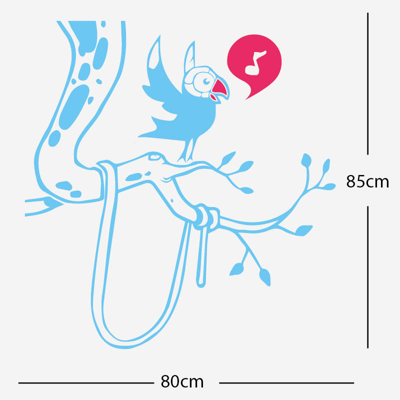 parrot in tree corner wall sticker