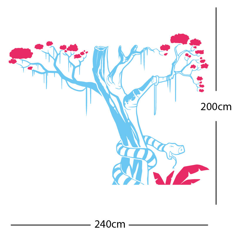 large tree with snake wall sticker