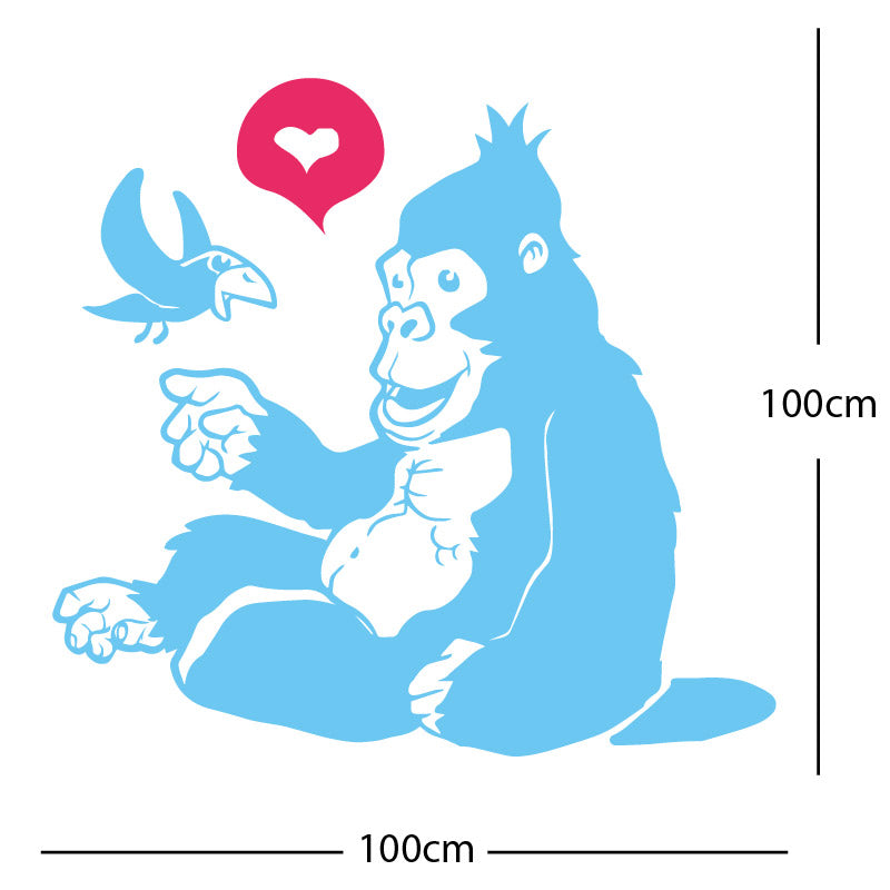 gorilla with bird cute wall sticker