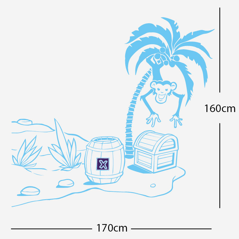 monkey in tree with treasure wall sticker