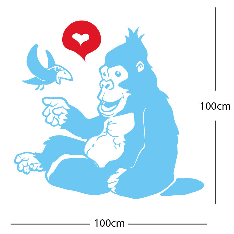 gorilla with bird cute wall sticker