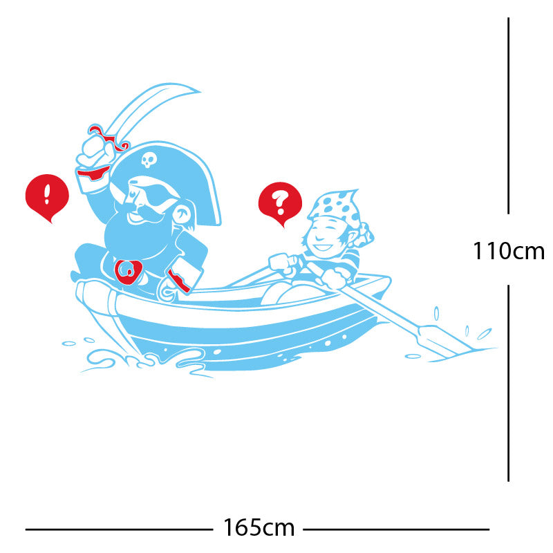 pirate boat and cabin boy wall sticker