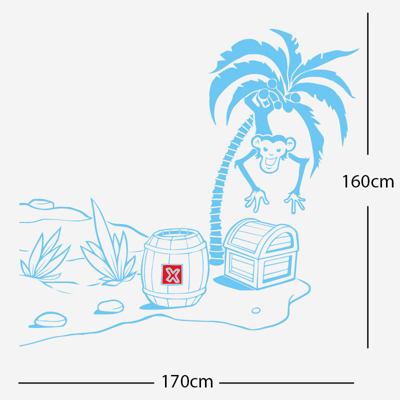 monkey in tree with treasure wall sticker