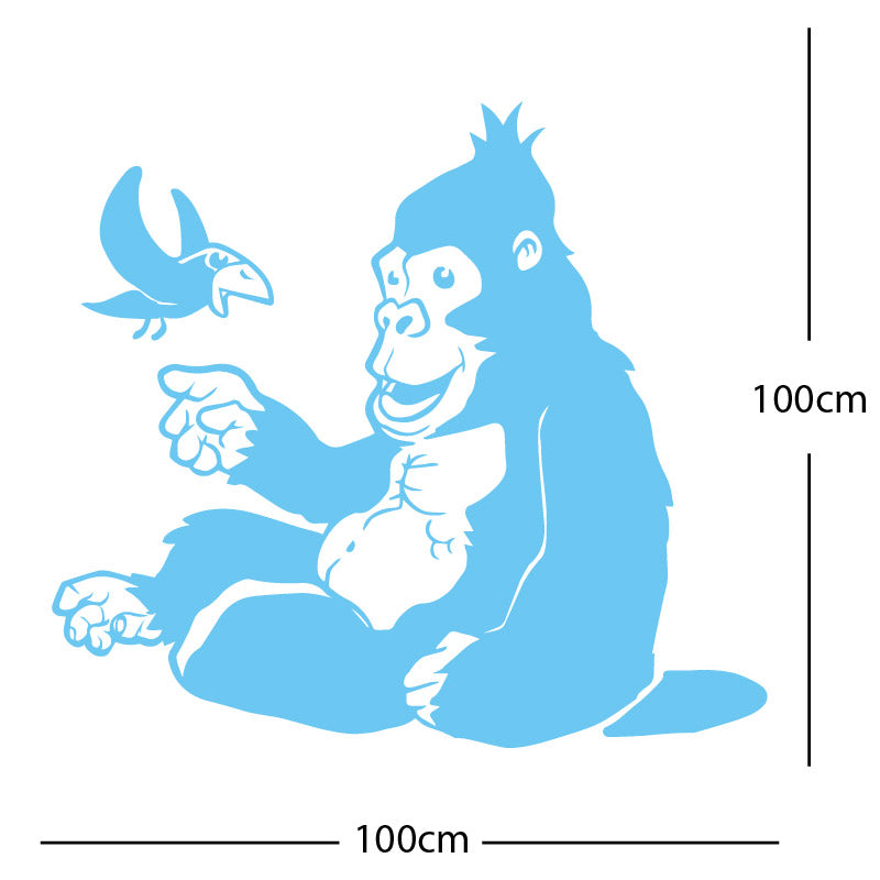 gorilla with bird cute wall sticker
