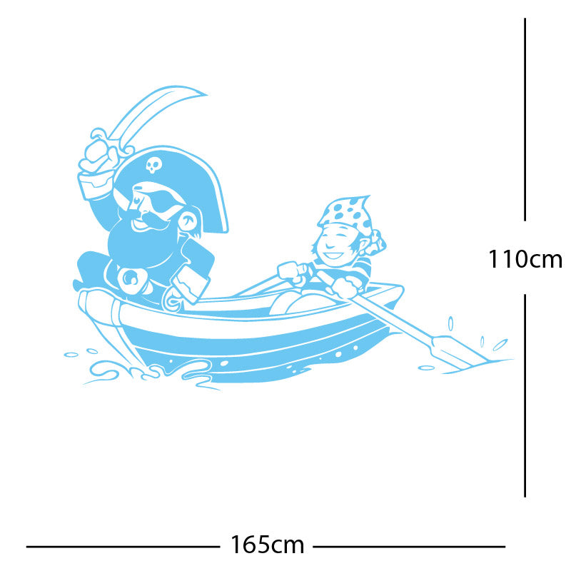 pirate boat and cabin boy wall sticker