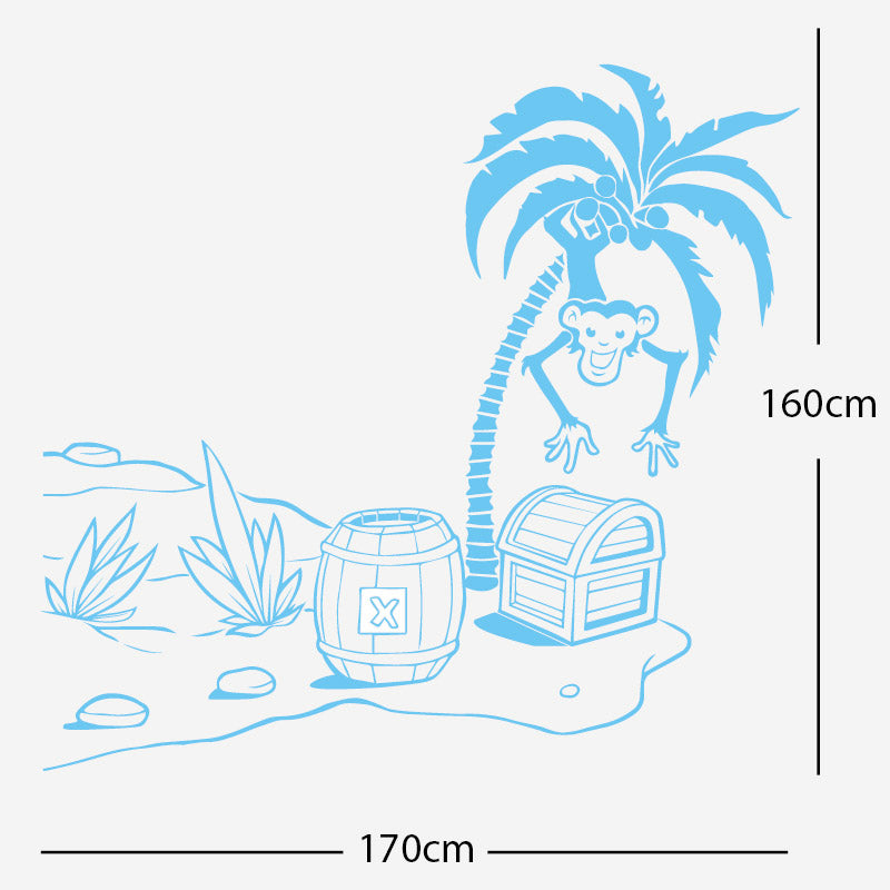 monkey in tree with treasure wall sticker