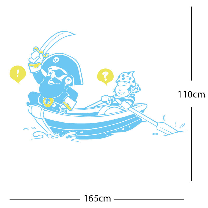 pirate boat and cabin boy wall sticker