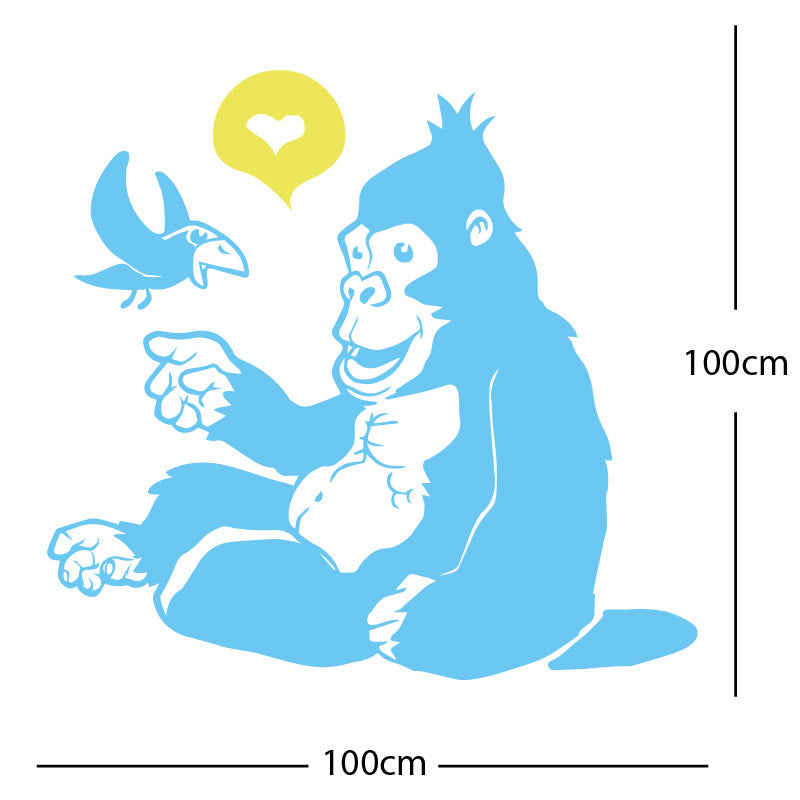 gorilla with bird cute wall sticker