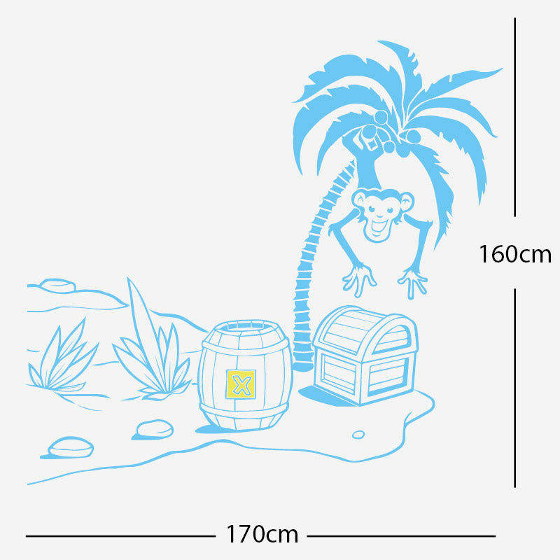 monkey in tree with treasure wall sticker