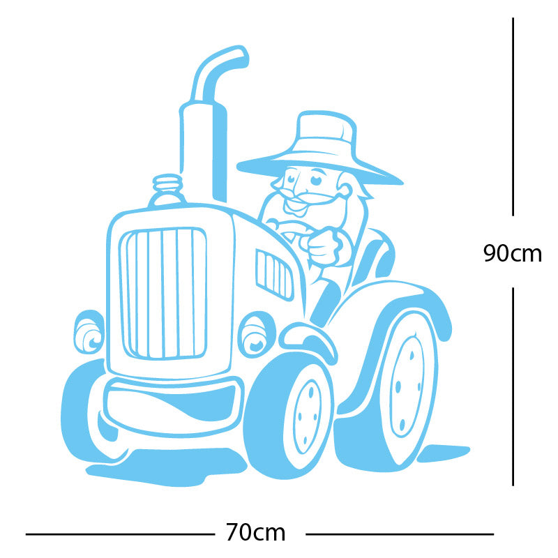 farmer and tractor decal wall sticker