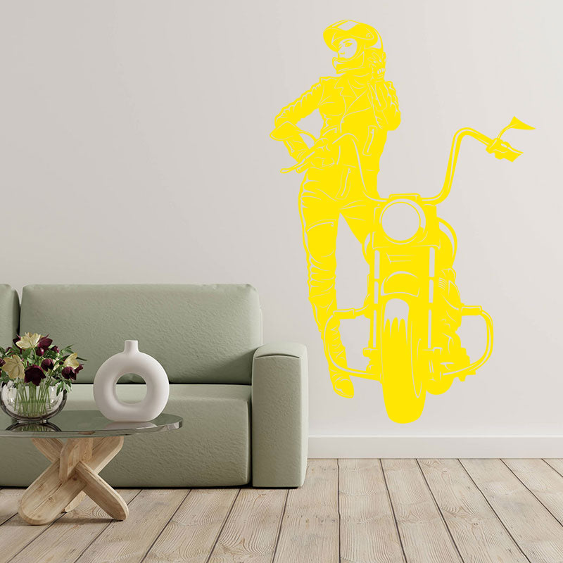 female motocross motorbike wall sticker