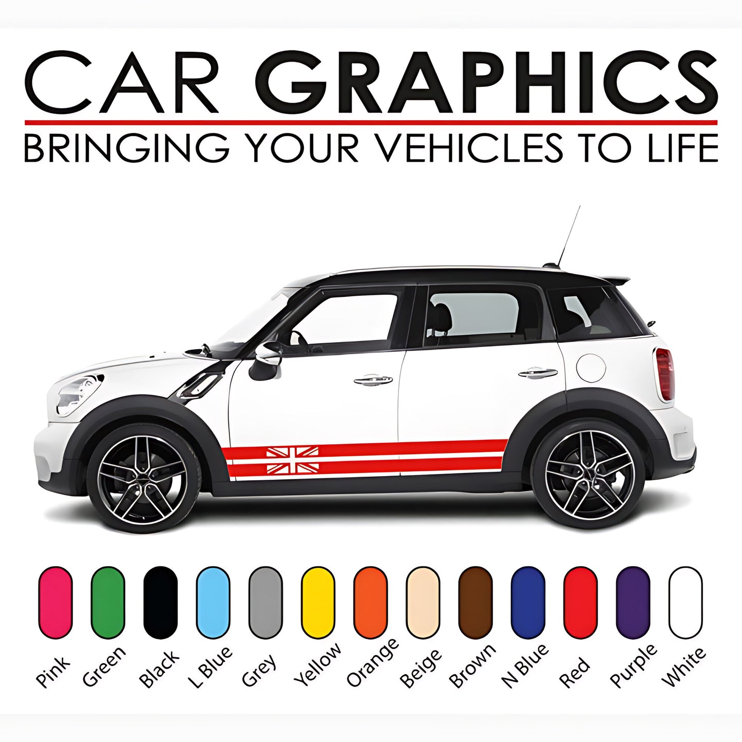 Mini Cooper Racing Side Decal Stickers and Decals