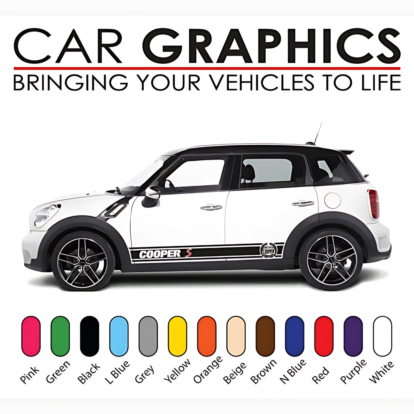 Mini Cooper Fast Road Stripe Stickers and Decals