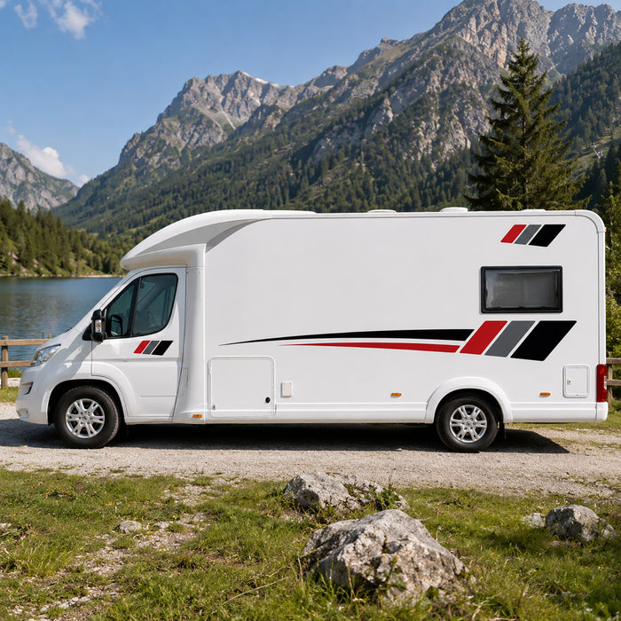 Compact Stripe Motorhome Side Graphics – Campervan Accent Decals