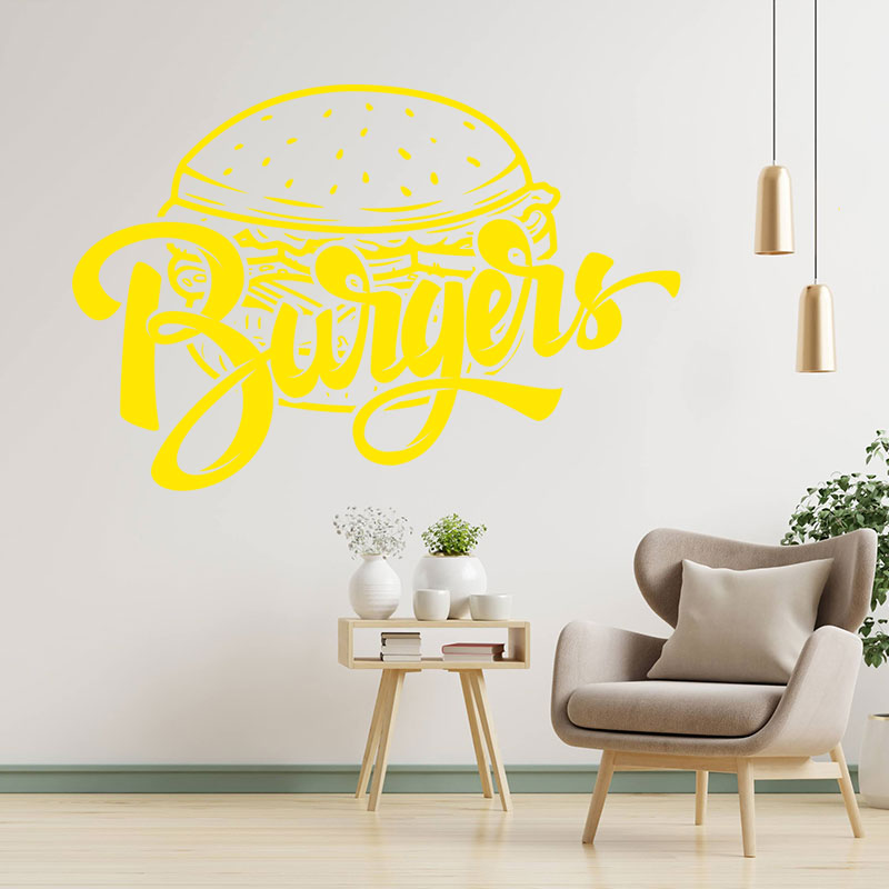 modern burger bar wall sticker